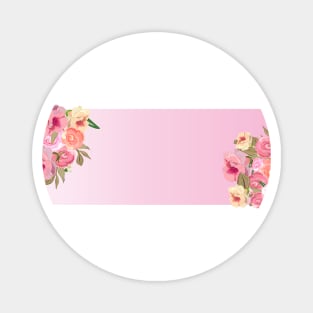 Pink background with hand drawn roses bouquet Magnet